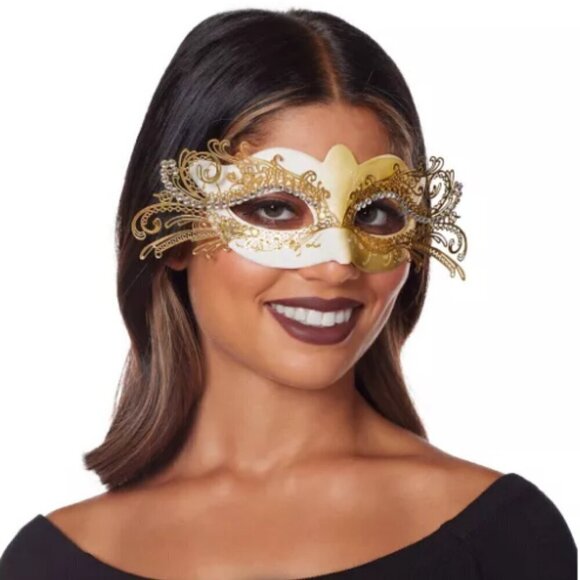 New Spirit Halloween Gold Intricate Eye Mask π - Picture 1 of 6